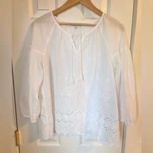 Madewell White Eyelet Top